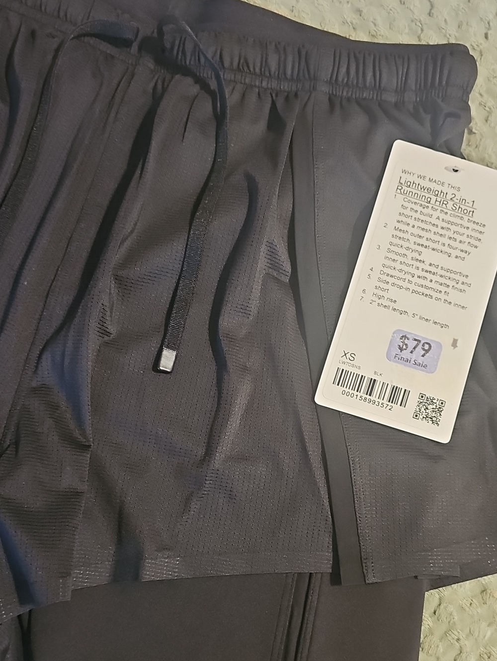 lululemon Athletica Lightweight 2-in-1 Running High Rise Shorts - Black